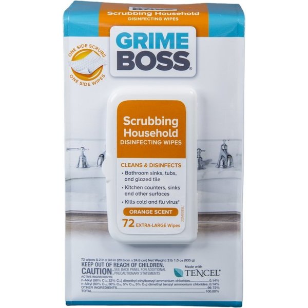 Grime Boss Fiber Blend Scrubbing Household Disinfecting Wipes 8 in. W X 9.5 in. L 72 pk M938S72